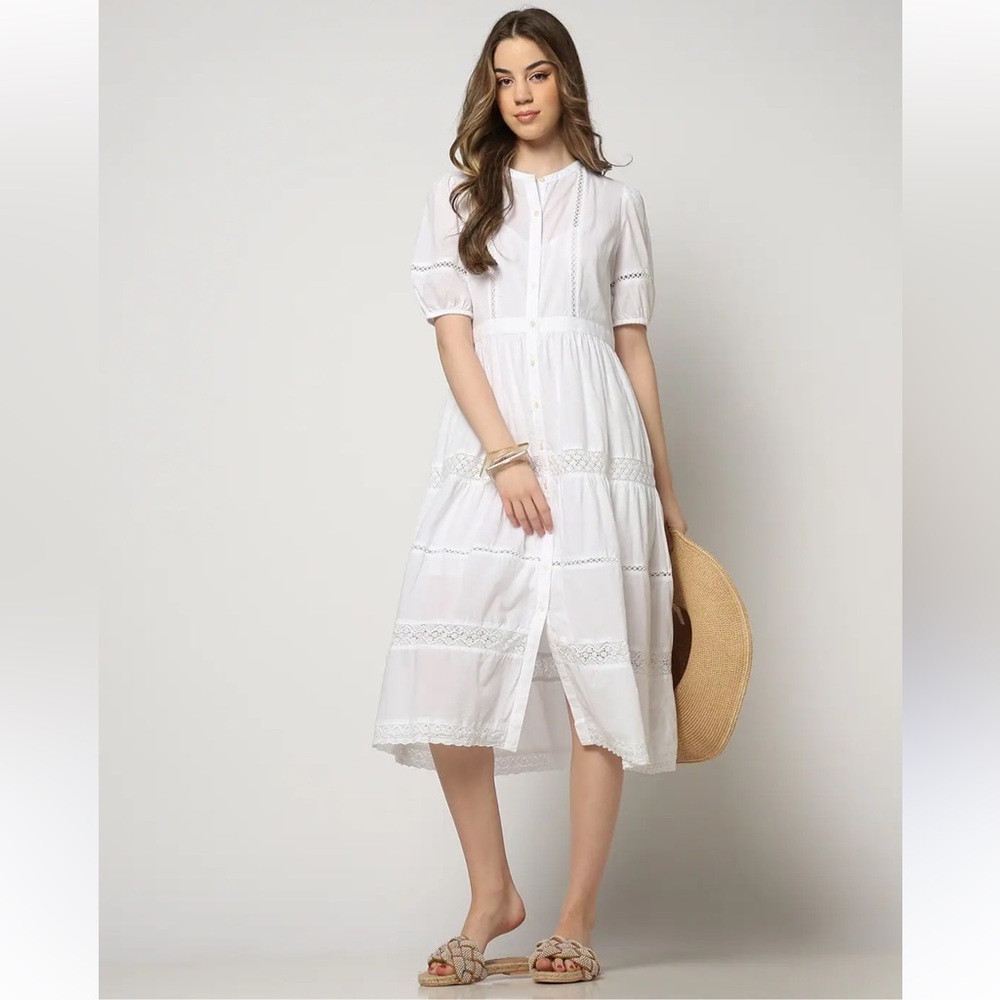GAP White Button-Down Midi Dress